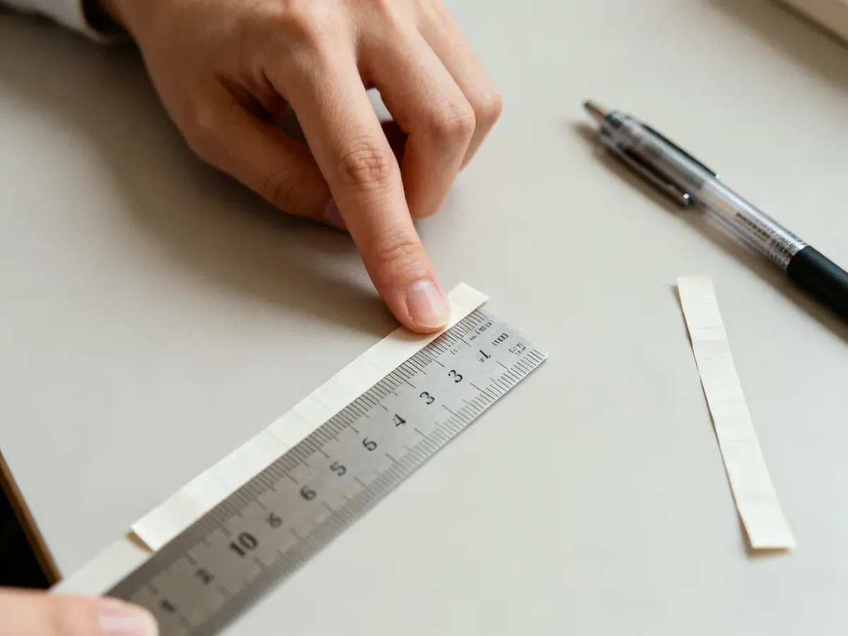 Pomiar obwodu palca paskiem papieru i linijką
